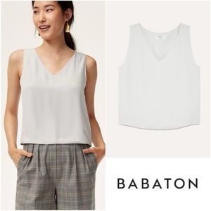 BABATON • Murphy Blouse Sleeveless Top in Ashen (Light Grey) • X-Small (XS)